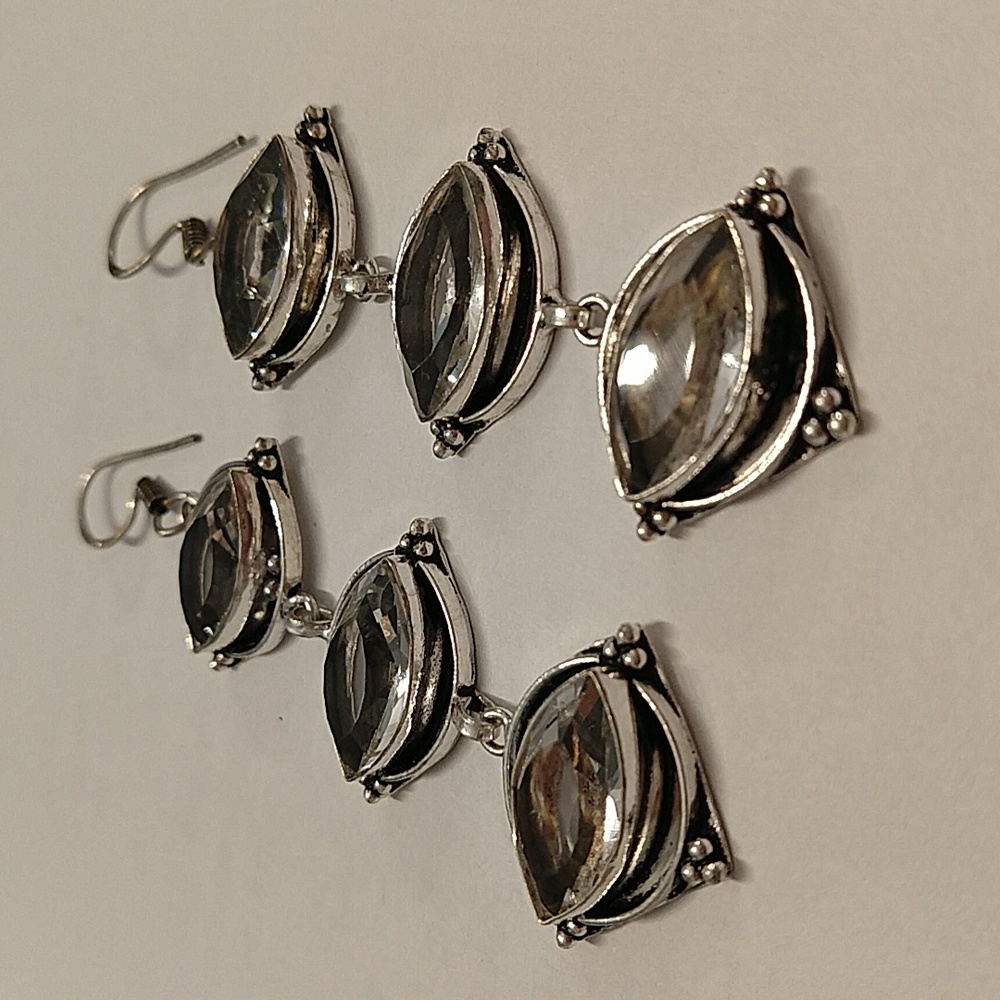 White topaz 925 stamped earrings